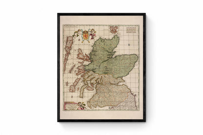 Scotia Regnum - Antique Map of Scotland - dated c.1715 - Atlas Maior - Antique Reproduction - Available Framed