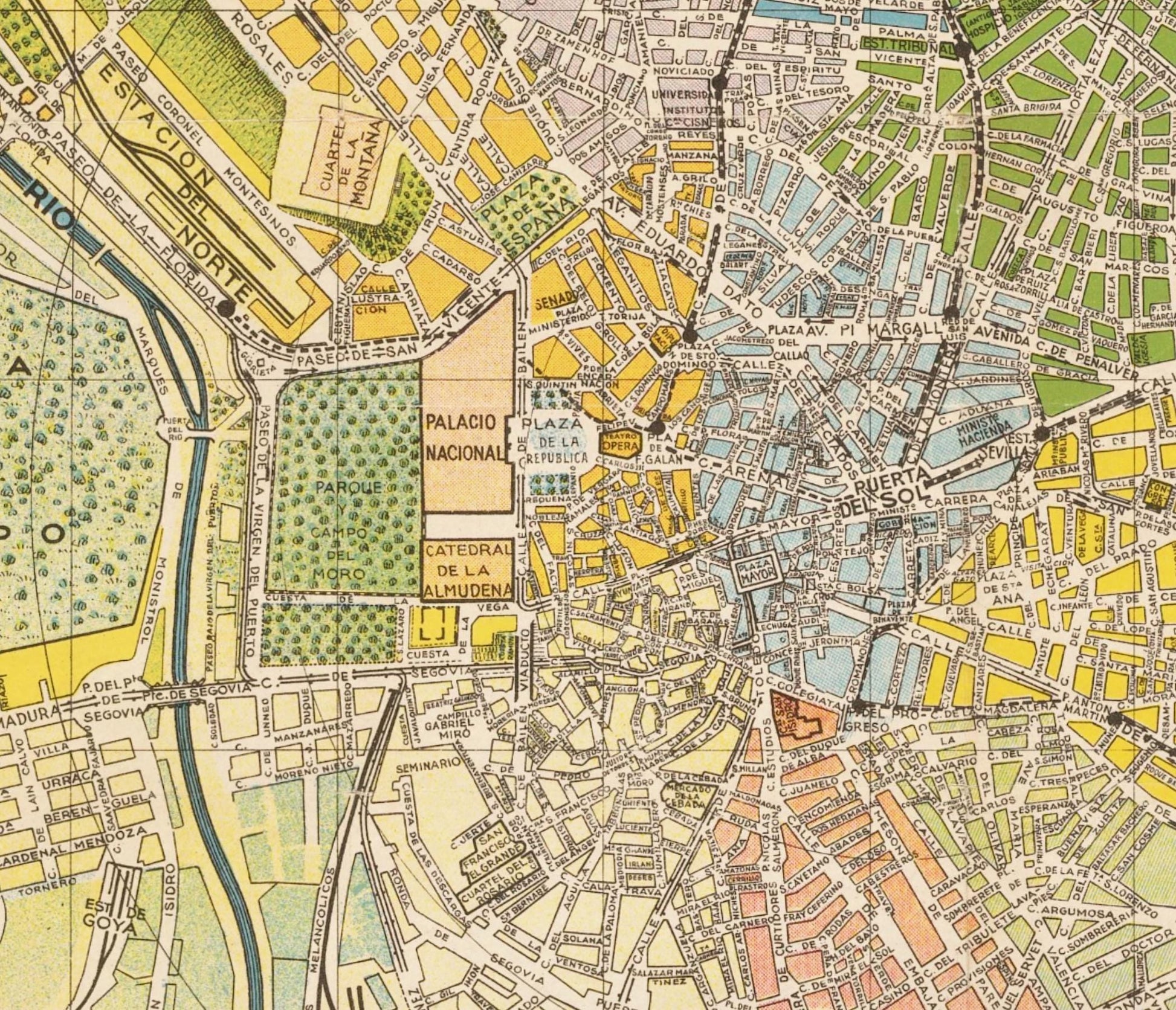 Madrid City Plan - dated 1934 - Spain - Antique Reproduction Map - Available Framed