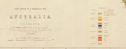 Geological Map of Australia - Dated 1875 - Antique Reproduction - Geology Map - Available Framed