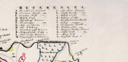 Ashdown Forest or Lancaster Great Park, Sussex - Antique Map - Dated 1747 - John Kelton - Antique Reproduction - Available Framed