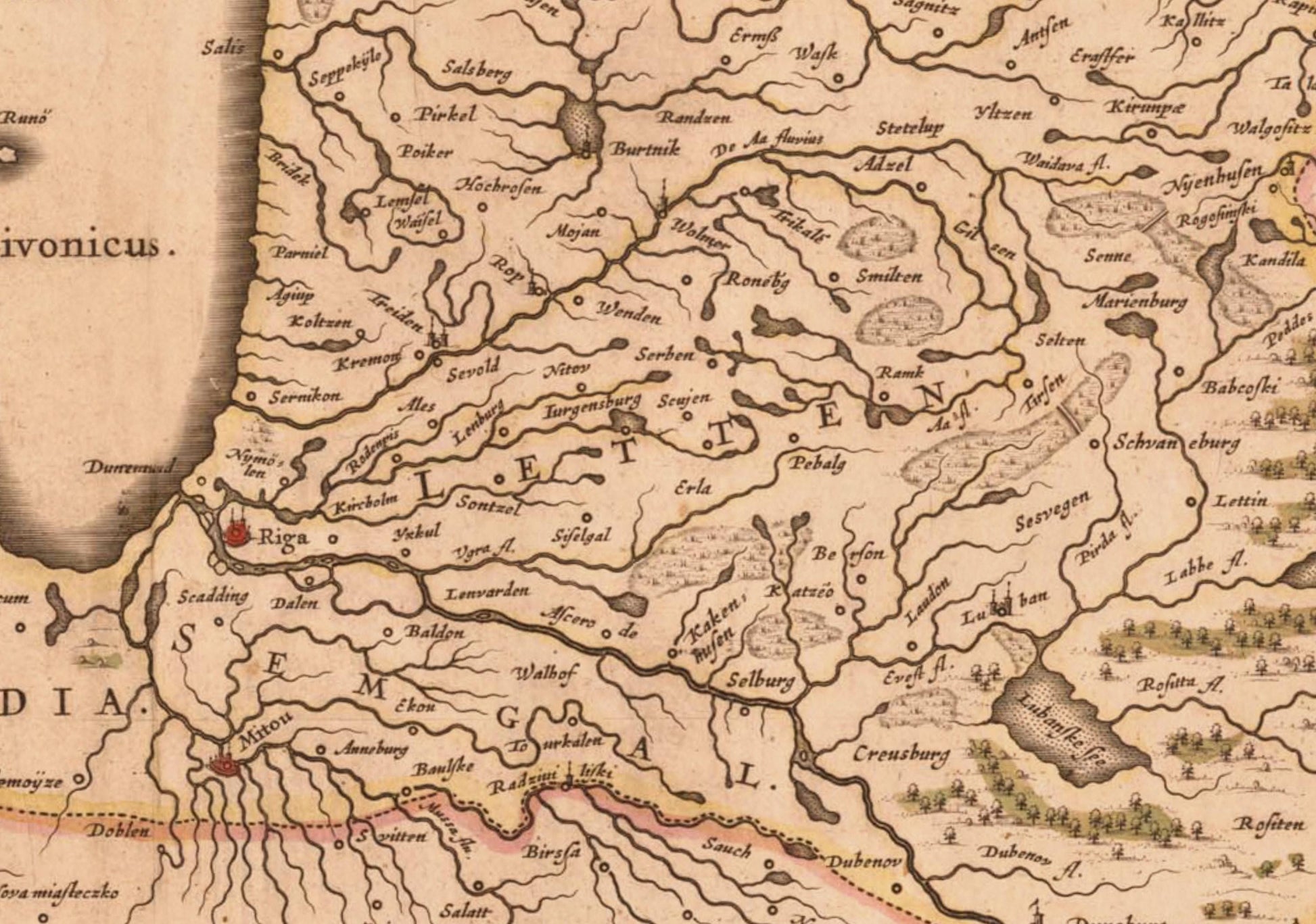 Lithuania Map dated 1645 - Latin Antique Map - Antique Reproduction - Available Framed