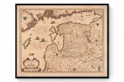 Lithuania Map dated 1645 - Latin Antique Map - Antique Reproduction - Available Framed