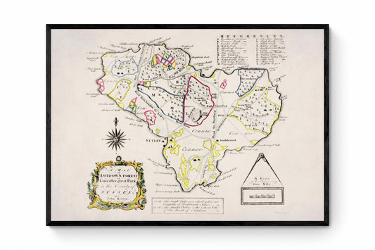 Ashdown Forest or Lancaster Great Park, Sussex - Antique Map - Dated 1747 - John Kelton - Antique Reproduction - Available Framed