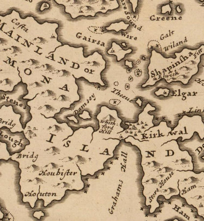 Orkney Islands (Orkneyshire) Antique Map - dated 1725 - Antique Reproduction - Available Framed