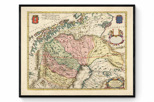 Lapland Antique Map - dated c.1750 - Antique Reproduction - Available Framed