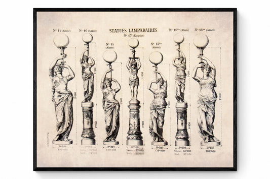 Lamp Post Statues - Antique Reproduction - Available Framed