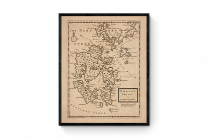 Orkney Islands (Orkneyshire) Antique Map - dated 1725 - Antique Reproduction - Available Framed