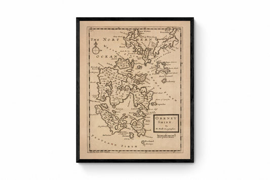 Orkney Islands (Orkneyshire) Antique Map - dated 1725 - Antique Reproduction - Available Framed