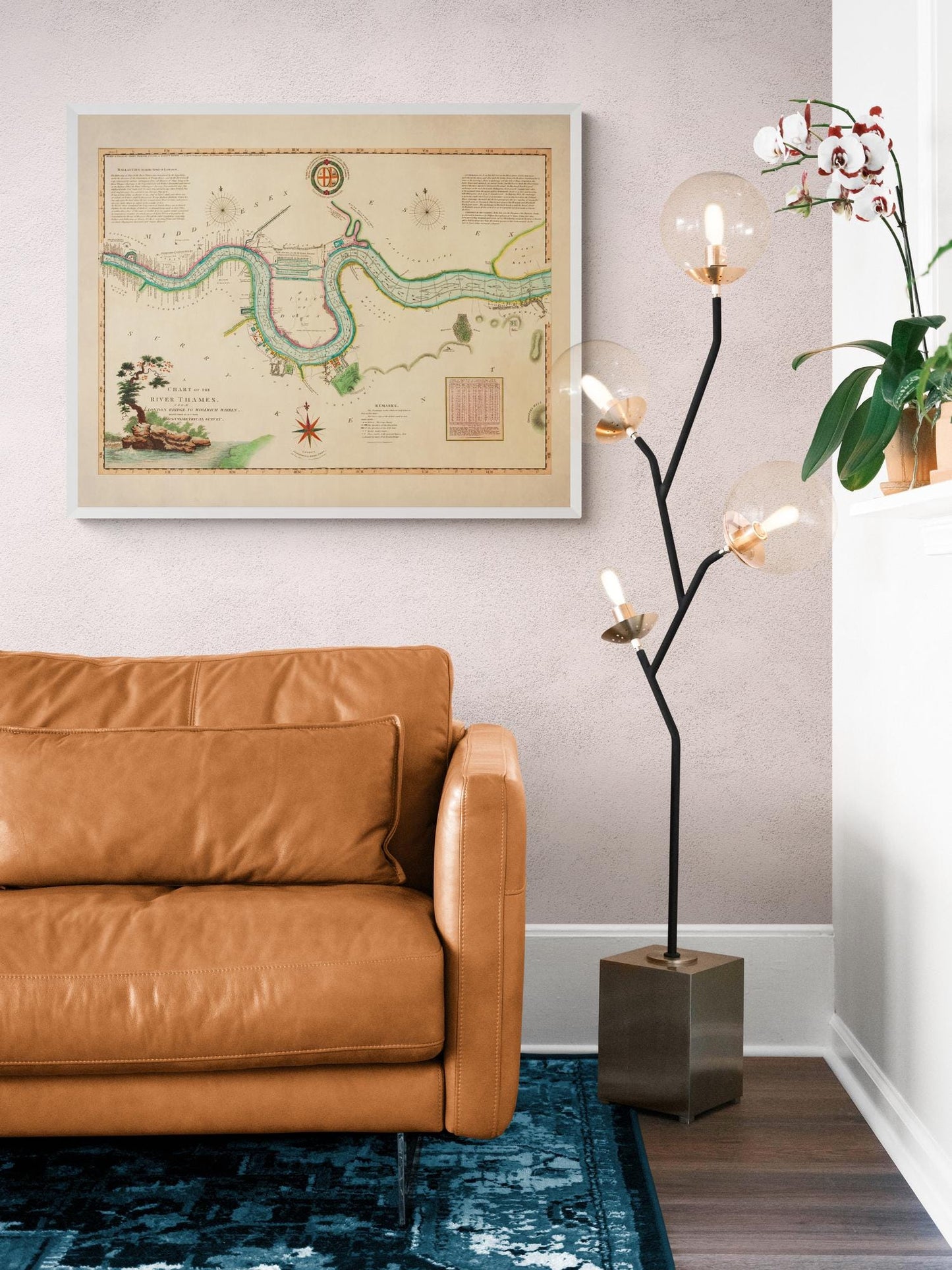 River Thames from London Bridge to Woolwich Warren Antique Map - dated 1802 - Antique Reproduction - Available Framed