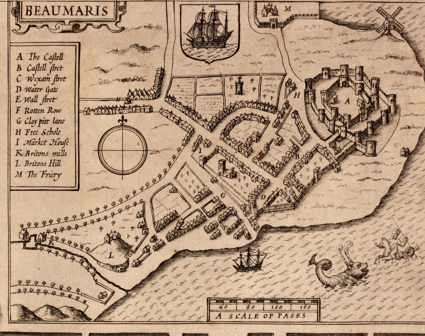 Anglesey Antique Map - dated 1610 - Wales - Antique Reproduction - Available Framed