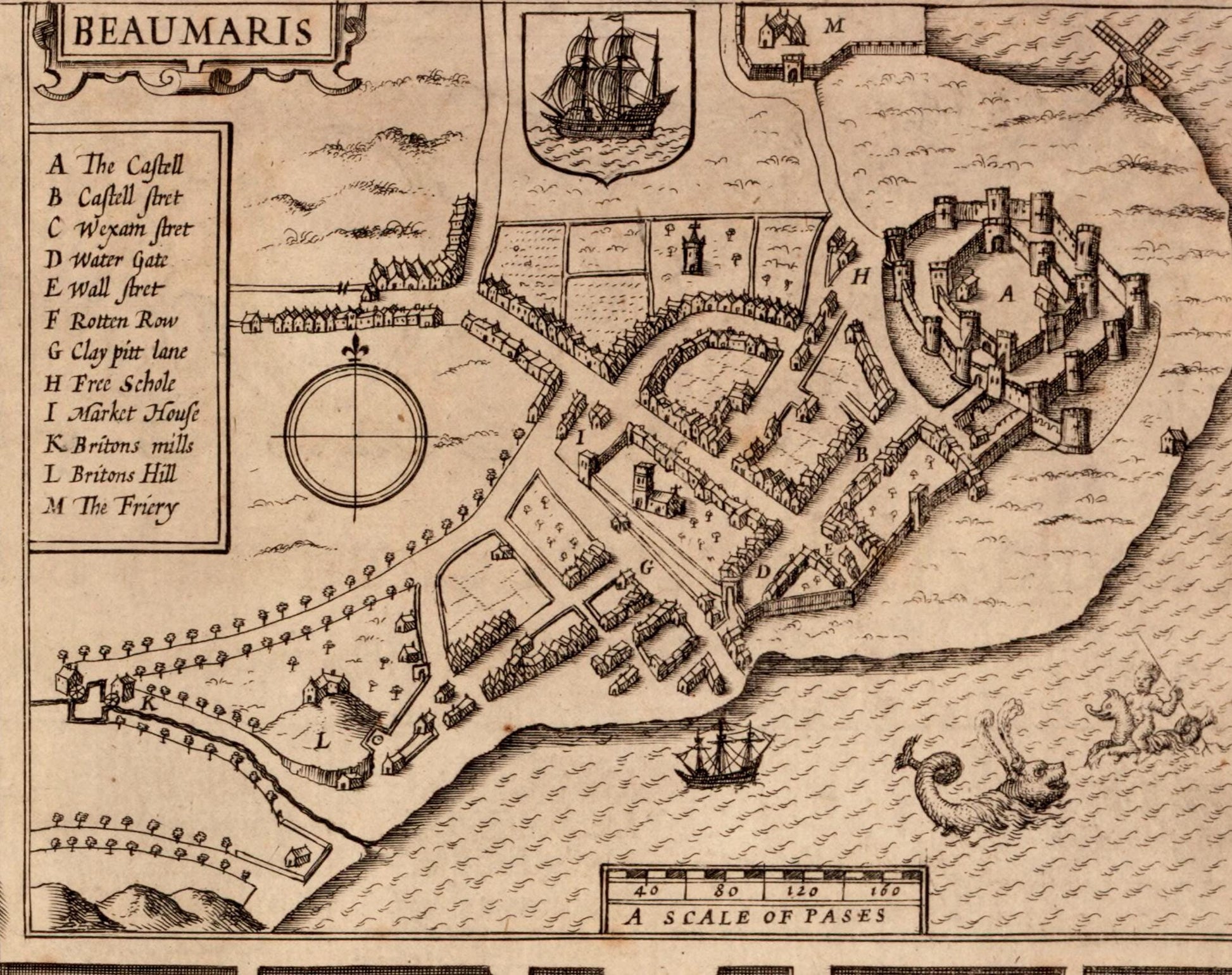 Anglesey Antique Map - dated 1610 - Wales - Antique Reproduction - Available Framed