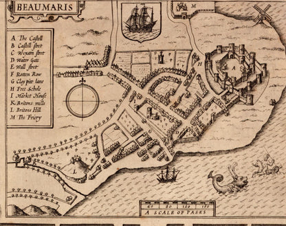 Anglesey Antique Map - dated 1610 - Wales - Antique Reproduction - Available Framed