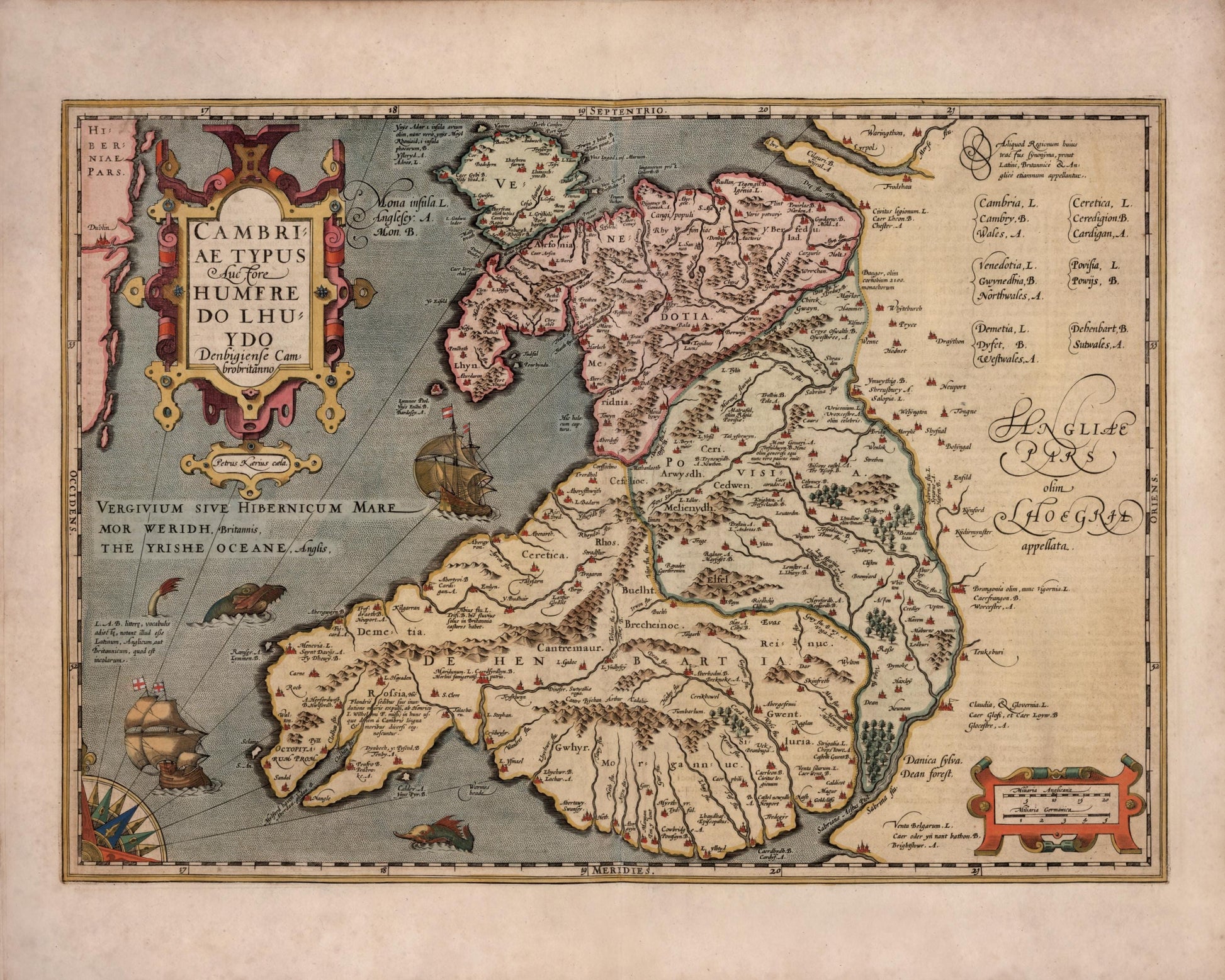 Wales Map - Antique Reproduction - Dated 1623 - Available Framed
