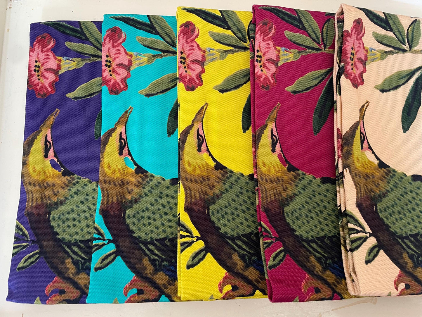 Tea Towels - 100% Organic Cotton - Antique Botanical Bird Print Design - Kitchen Linen