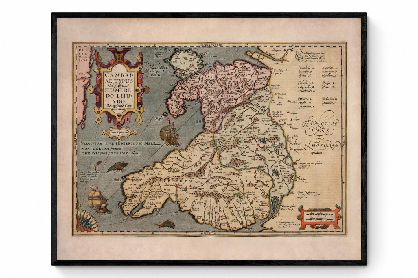 Wales Map - Antique Reproduction - Dated 1623 - Available Framed