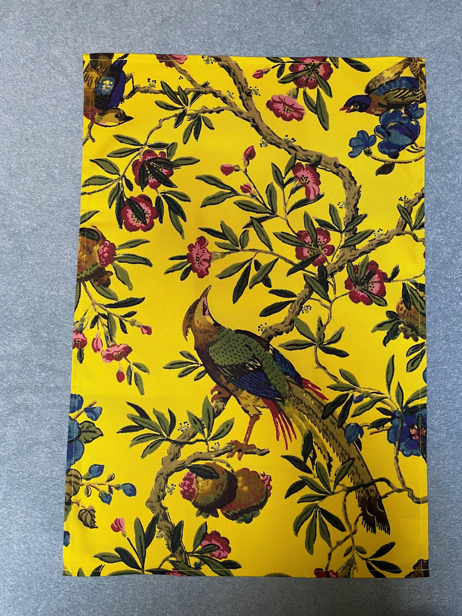 Tea Towels - 100% Organic Cotton - Antique Botanical Bird Print Design - Kitchen Linen