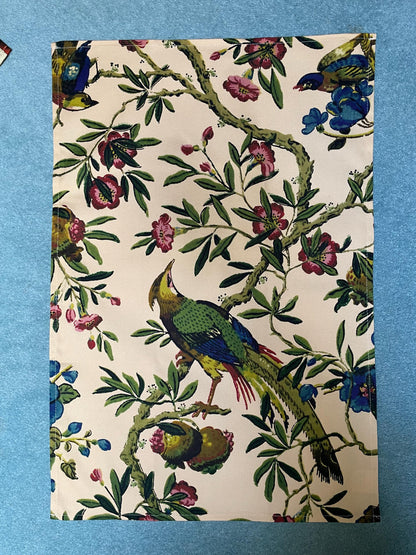 Tea Towels - 100% Organic Cotton - Antique Botanical Bird Print Design - Kitchen Linen