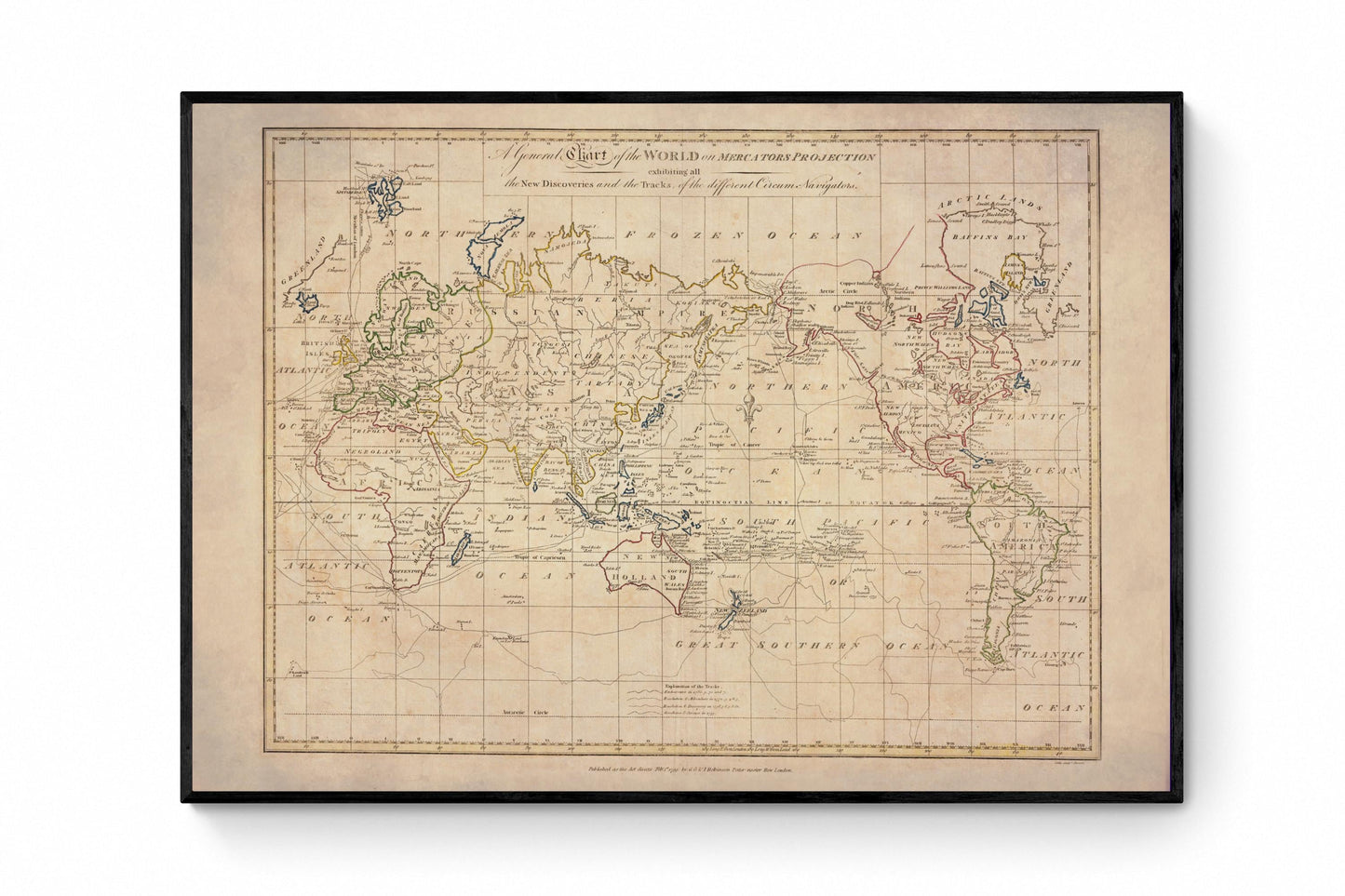 Map of the World on Mercator's Projection with the Pacific Ocean centrally placed dated 1799