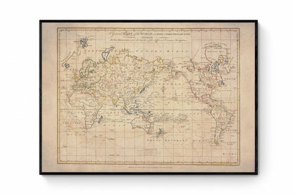 Map of the World on Mercator's Projection with the Pacific Ocean centrally placed dated 1799