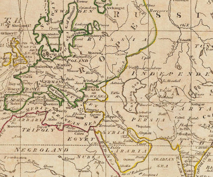 Map of the World on Mercator's Projection with the Pacific Ocean centrally placed dated 1799