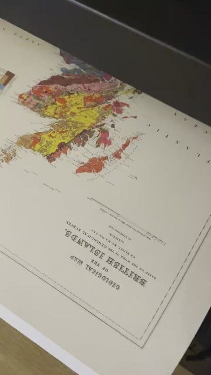 Geological Map of the British Islands Map - Antique Reproduction - Geology Map - Britain Map - Ireland - Available Framed