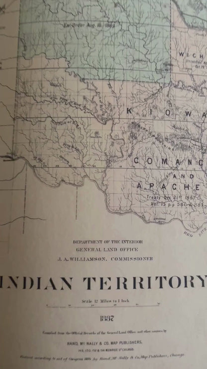 Indian Territory Map dated 1887