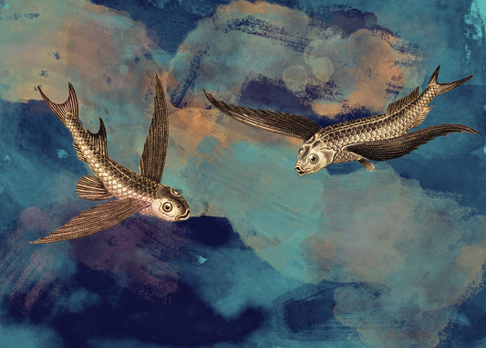 Flying Fish Watercolour – antique art print from Ninska Designs
