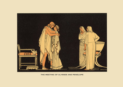 The Meet of Ulysses and Penelope Antique Reproduction Print – antique art print from Ninska Designs