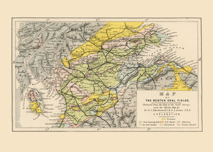 Map of the Scotch Coal Fields Antique Reproduction – antique art print from Ninska Designs