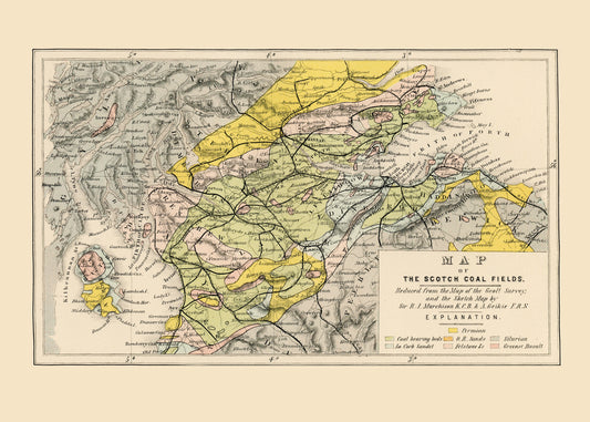 Map of the Scotch Coal Fields Antique Reproduction – antique art print from Ninska Designs