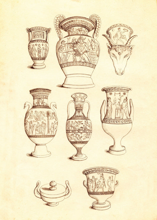 Etruscan Vases Print – antique art print from Ninska Designs