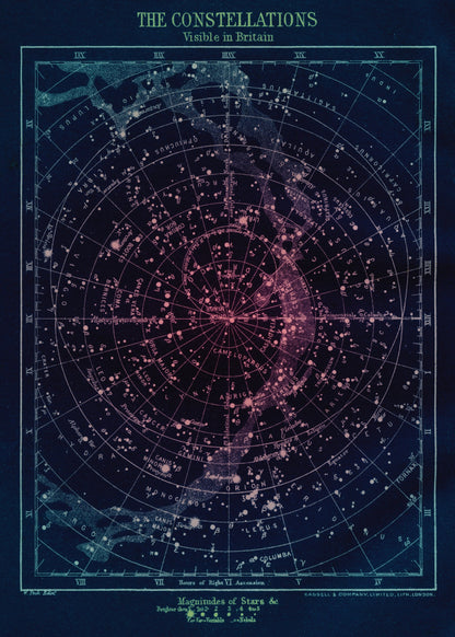 The Constellations visible in Britain Print – antique art print from Ninska Designs