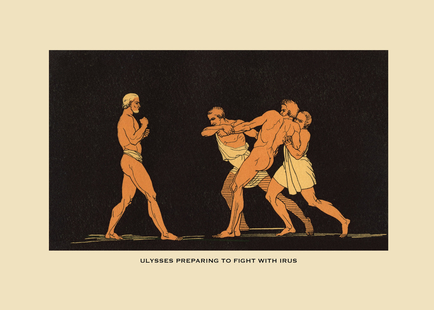 Ulysses preparing to fight with Irus Print – antique art print from Ninska Designs