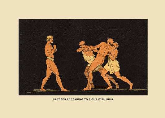 Ulysses preparing to fight with Irus Print – antique art print from Ninska Designs