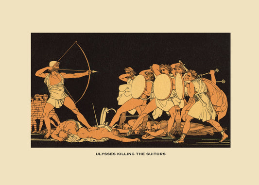 Ulysses killing the Suitors Antique Reproduction Print – antique art print from Ninska Designs