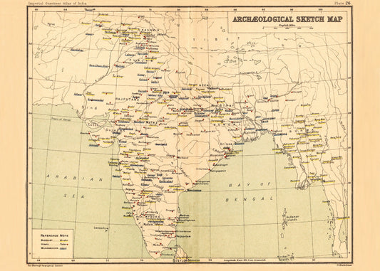 Archaelogical Sketch Map of India showing Buddhist, Hindu and Muslim Sites