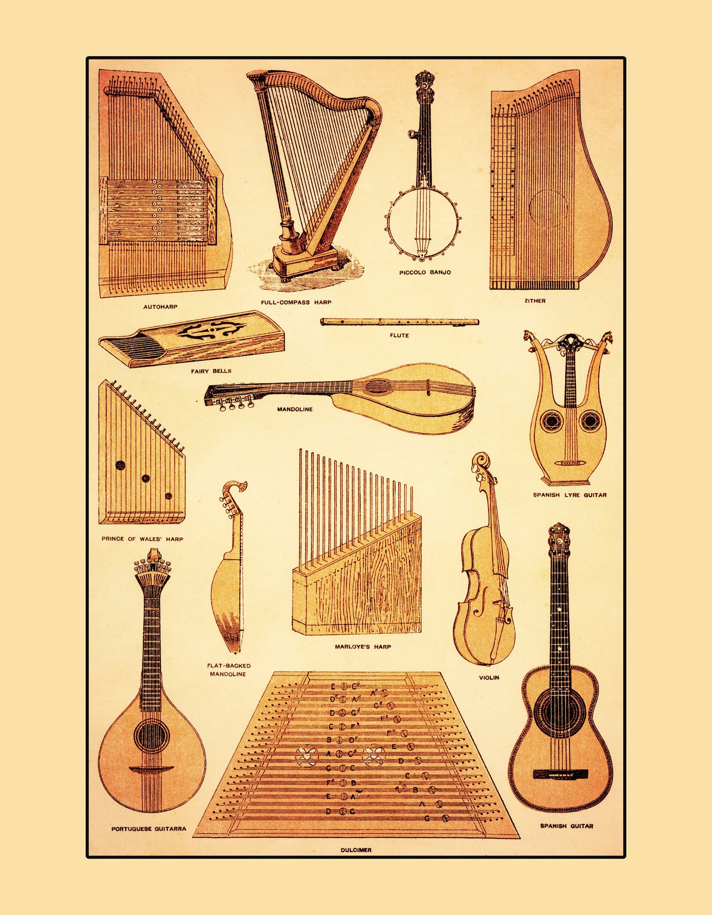 Musical Instruments Print – antique art print from Ninska Designs