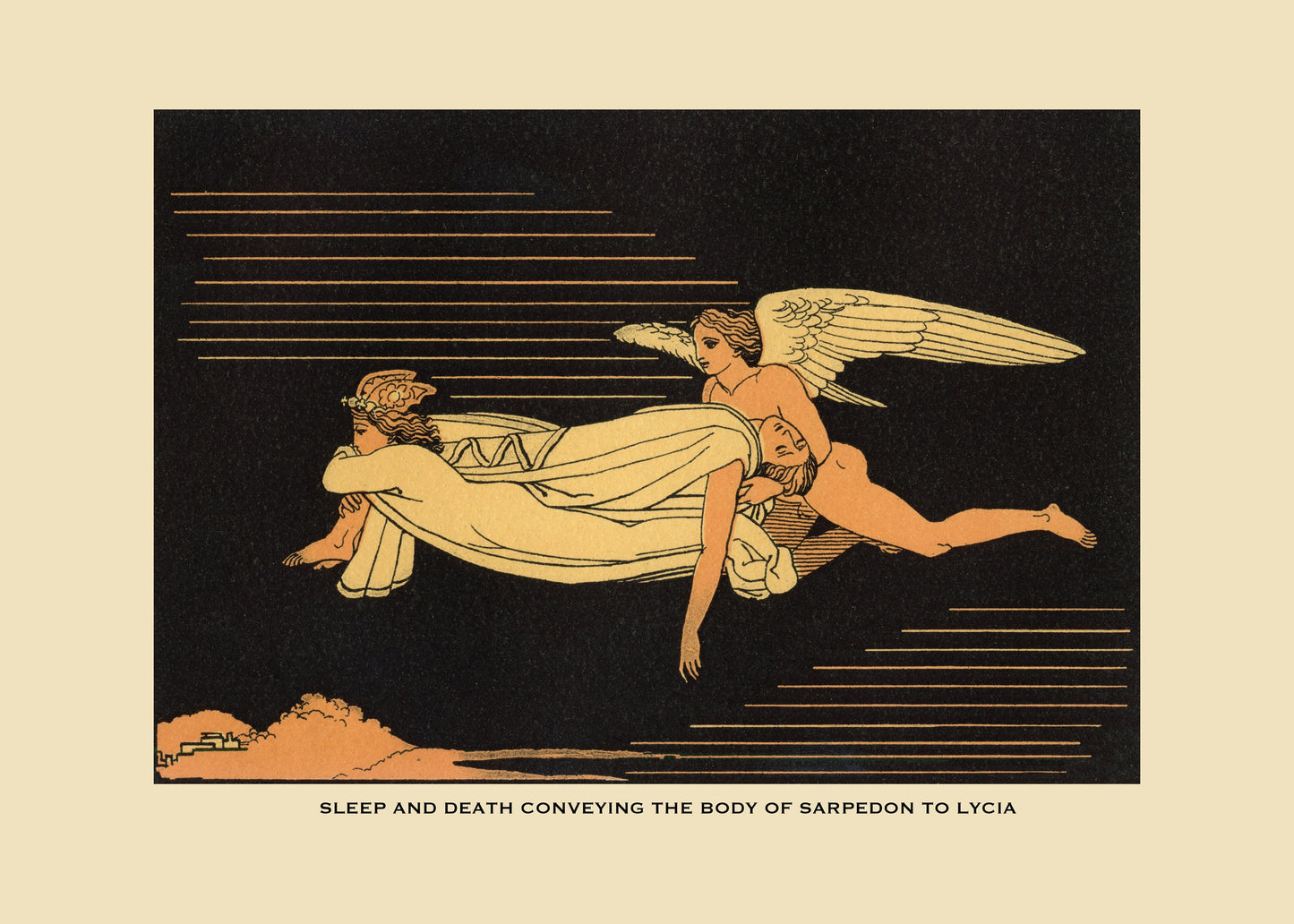 Sleep and Death conveying the body of Sarpedon to Lycia Print – antique art print from Ninska Designs