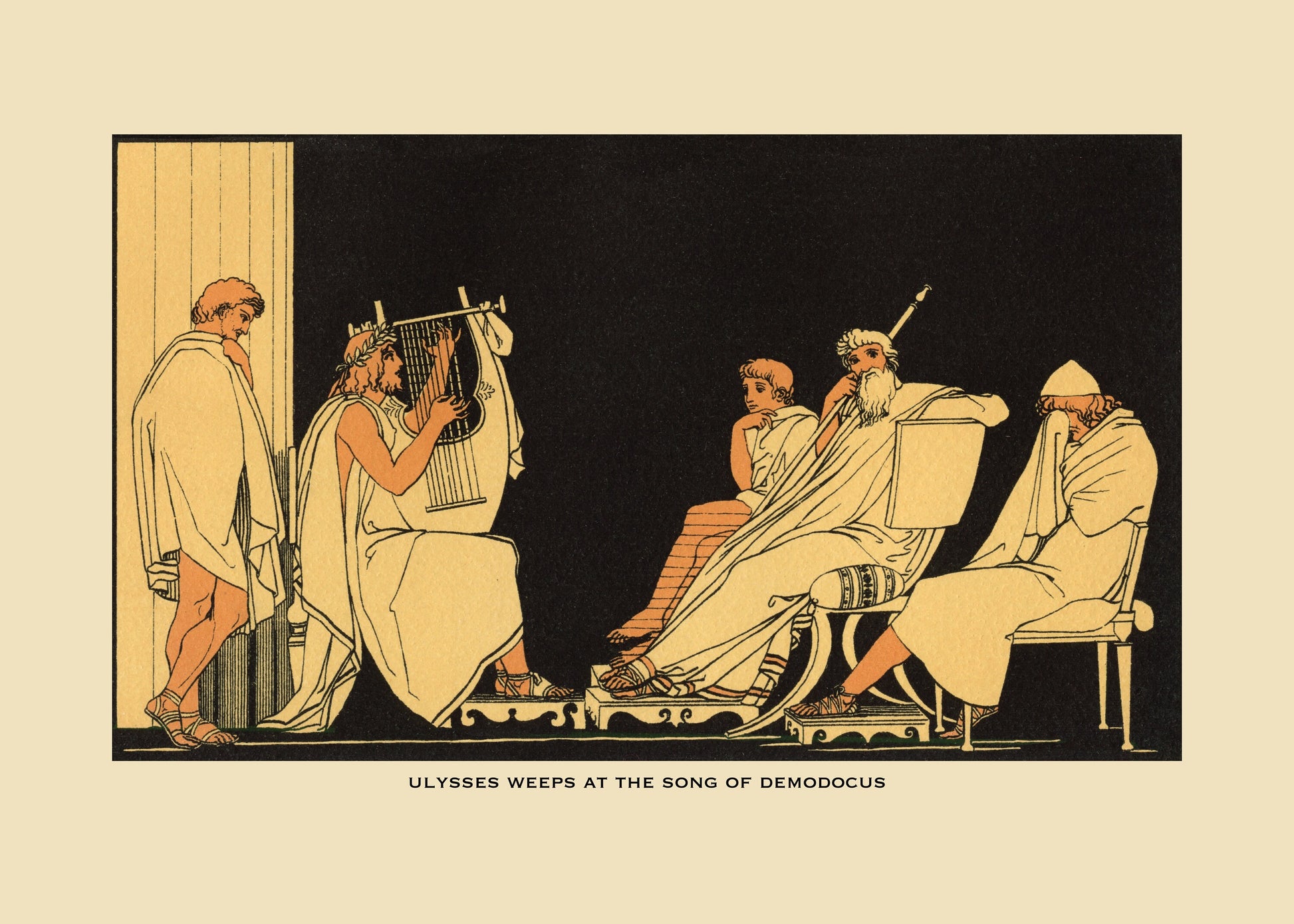 Ulysses weeps at the song of Demodocus Print – antique art print from Ninska Designs