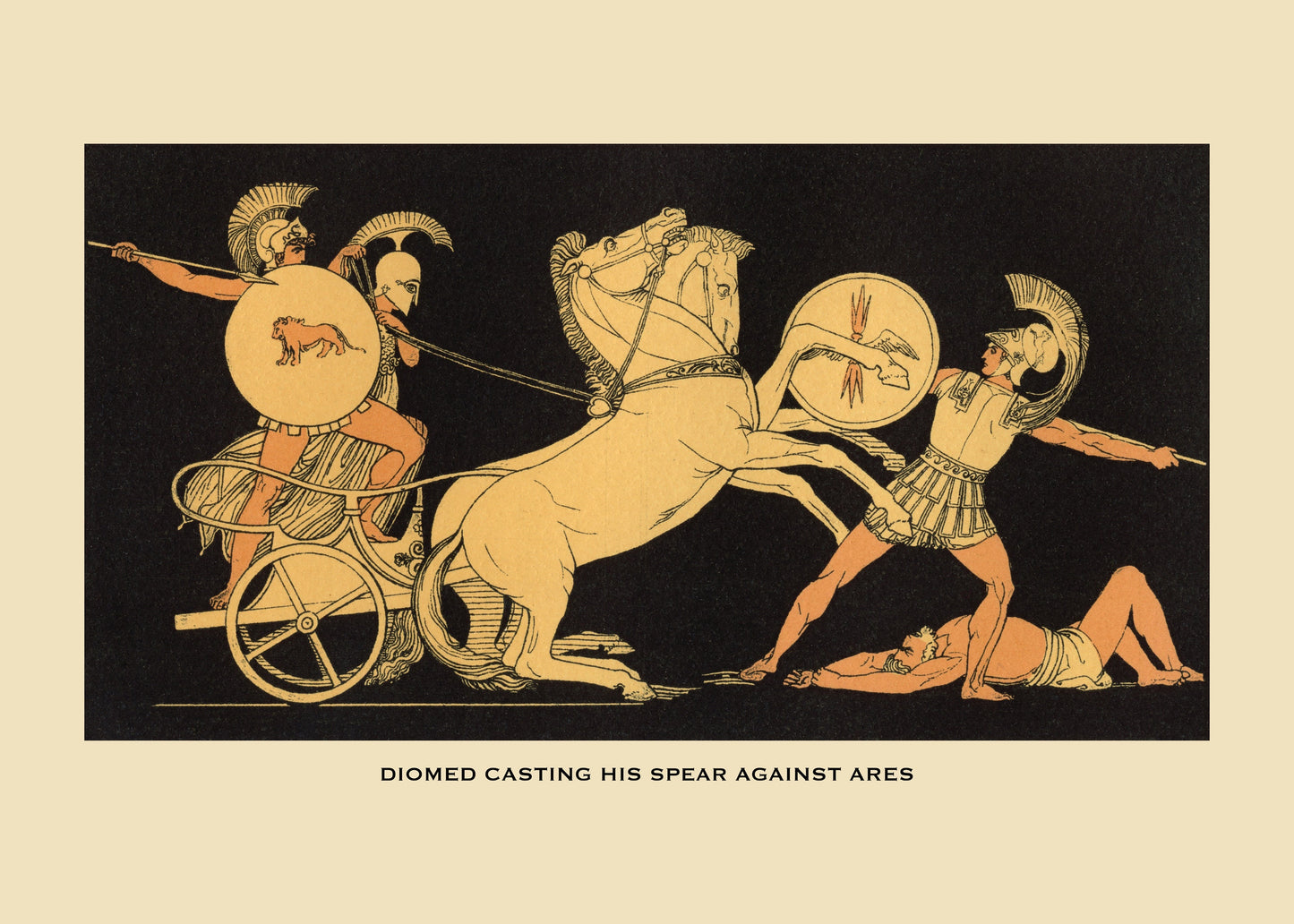 Diomed casting his spear against Ares Print – antique art print from Ninska Designs