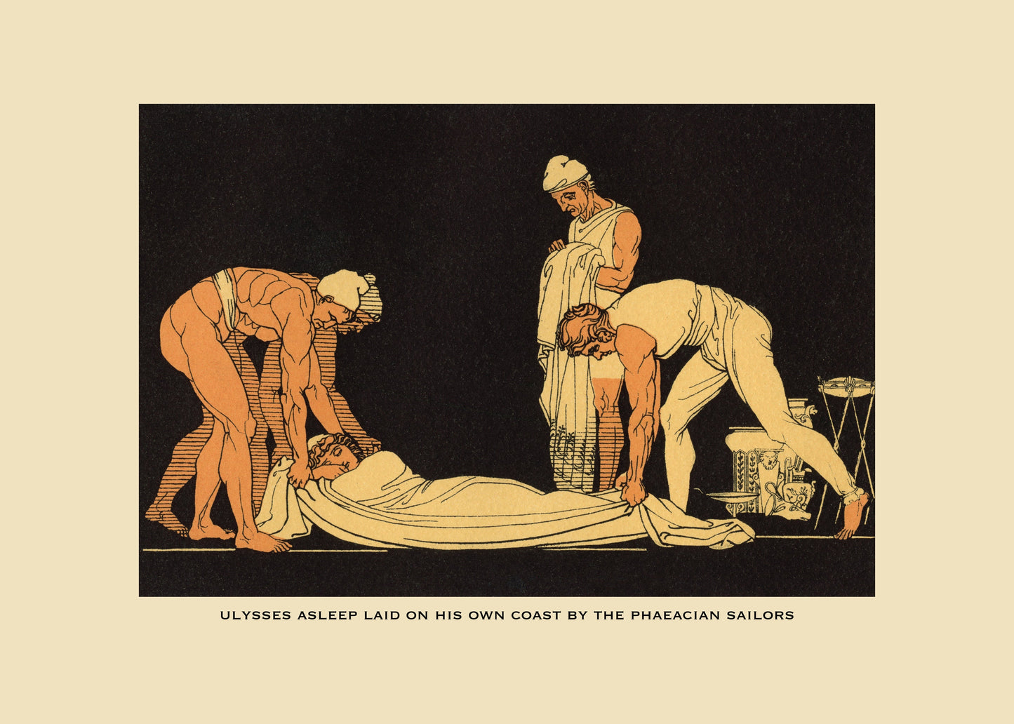 Ulysses asleep laid on his own coast by the Phaeacian Sailors Print – antique art print from Ninska Designs