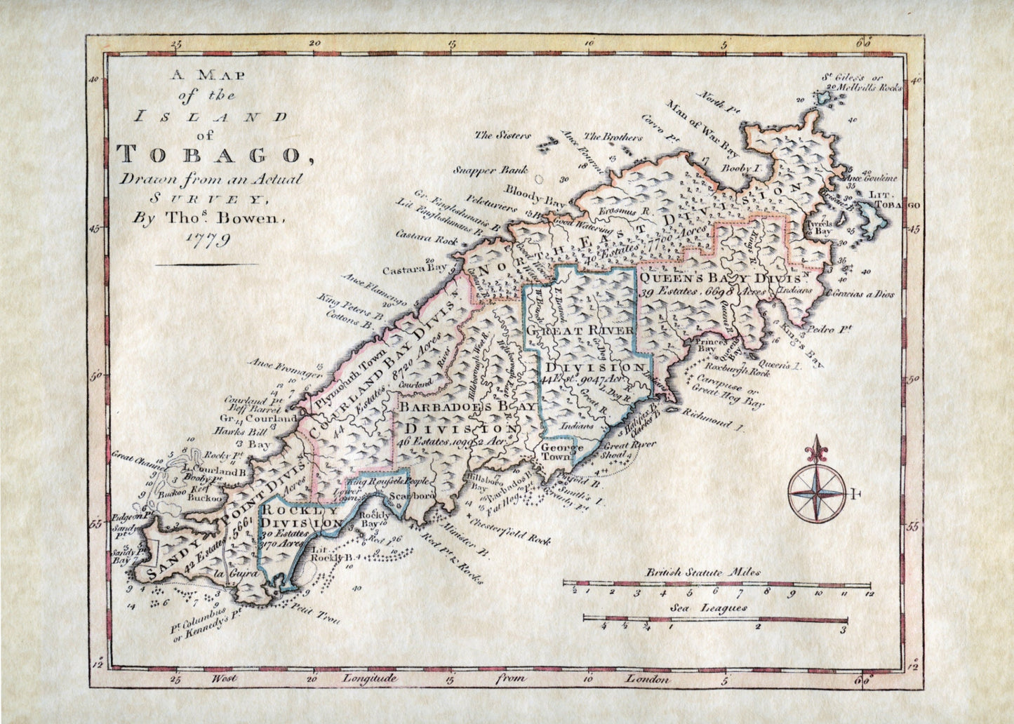 Map of the Island of Tobago – antique art print from Ninska Designs