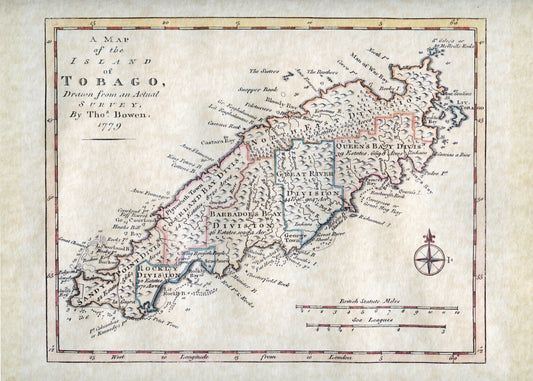 Map of the Island of Tobago – antique art print from Ninska Designs
