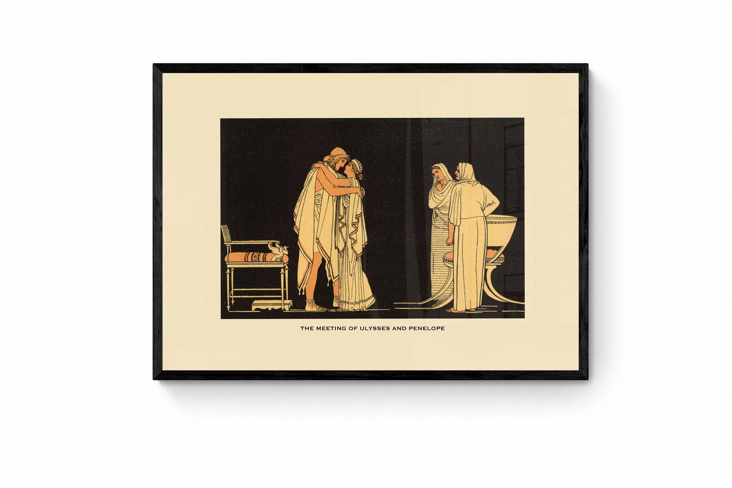 The Meet of Ulysses and Penelope Antique Reproduction Print - Greece - Classics - Retro Decor - Available Framed