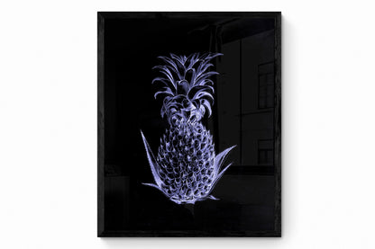 Blue Neon Pineapple Print
