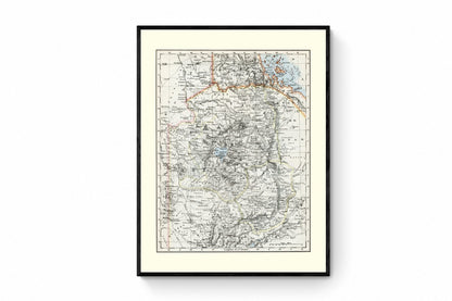 Abyssinia Map - Antique Reproduction - Ethiopia - Eritrea - Ethiopian Empire - Kingdom of Abyssinia - East Africa - Available Framed