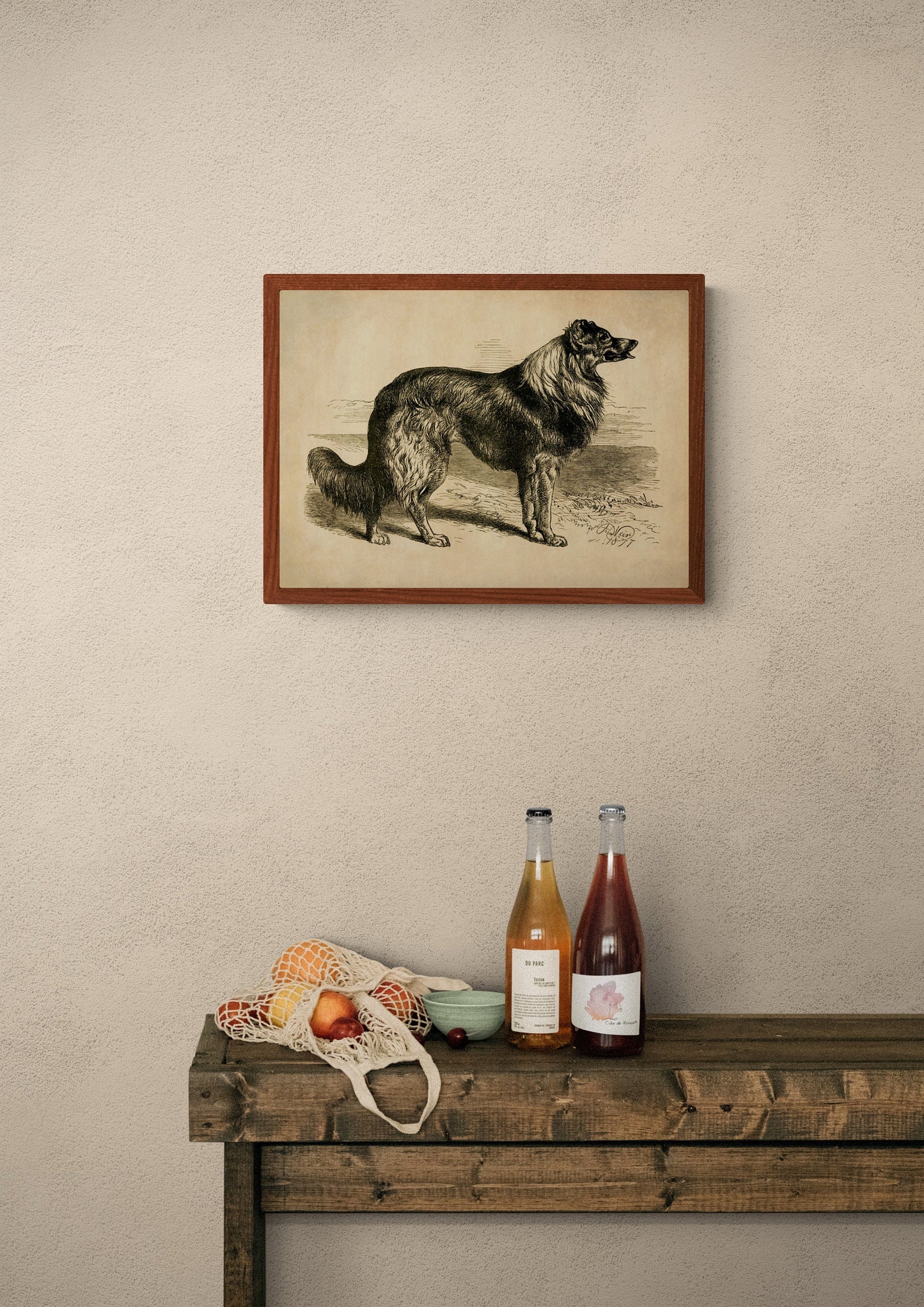 Collie or Sheep Dog - Antique Art Reproduction - Sheep Farmer - Country Decor - Vintage Wall Art - Available Framed