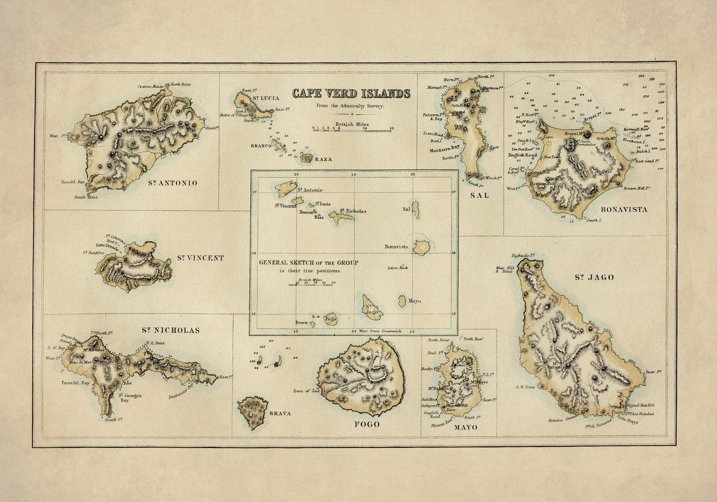 Cape Verde Map – antique art print from Ninska Designs