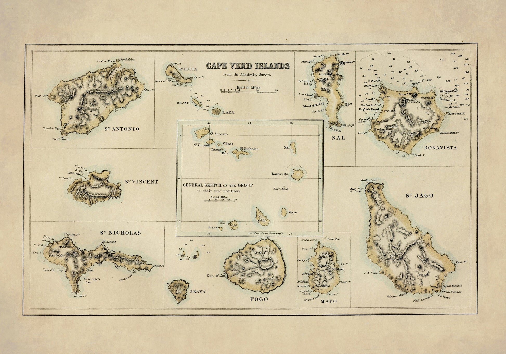 Cape Verde Map – antique art print from Ninska Designs