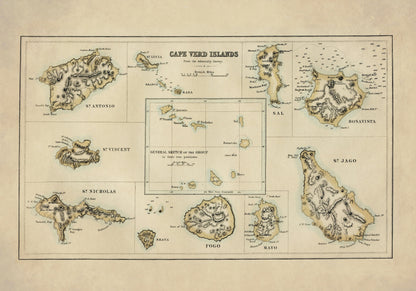 Cape Verde Map – antique art print from Ninska Designs
